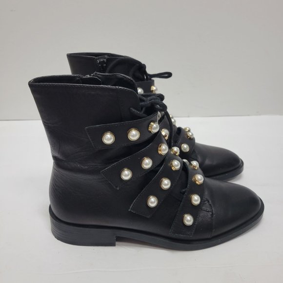 Bloggers Fav Zara Pearl Moto Biker Boots - Picture 6 of 15